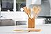 NEET Elevated Wooden Spoons for Cooking 6 Piece Organic Bamboo Utensil Set with Holder Wood Kitchen Utensils Spatula Spoon for High Heat Stirring in Nonstick Pots & Pans Quality Gift & Everyday Use