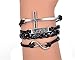 CAETLE® Vintage Silver Cross Bracelet Infinity Love Black Leather Rope Infinite Bangle