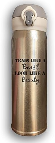 Stainless Water Bottle Custom Train Like A Beast,Sports Drinking Bottle,Leak-Proof Vaccum Cup,Travel Mug,With Bounce Cover,Yellow