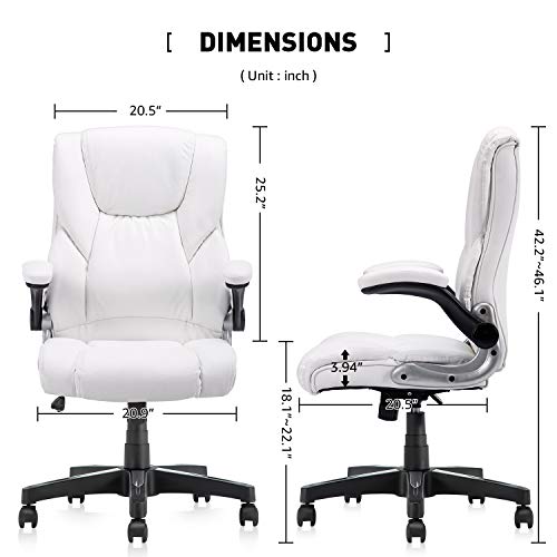 B2C2B Leather Executive Office Chair White Ergonomic Computer Desk