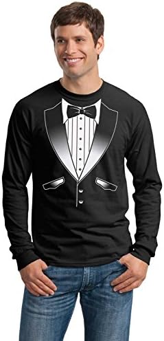 Tuxedo T-Shirt in Long Sleeve Original Design- Xlarge Tall,Black