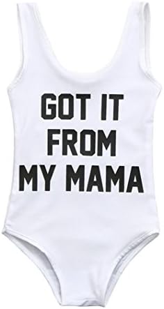 Putars Baby Clothing Mother's Girls One Piece Bikini Letter Swimsuit Romper Sets