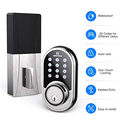 MAXFREE Fingerprint Electronic Door Lock, Keyless Entry Bluetooth Touchscreen Keypad Smart Lock with Reversible Lever… - Image 2
