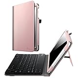 Fintie Keyboard Case for Samsung Galaxy Tab E 9.6 - Slim Fit PU Leather Stand Cover with Premium Quality [All-ABS Hard Material] Removable Wireless [Long Life Battery] Bluetooth Keyboard, Rose Gold