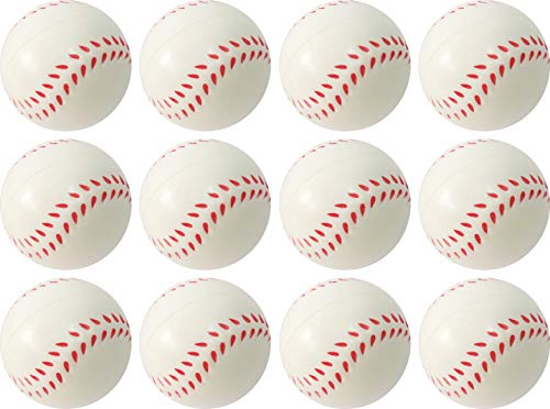 Present Avenue Mini Toy Balls for Kids Party Favor Toy, Soccer Ball, Basketball, Football, Baseball Emoji Squeeze Ball (12 Pack) Squeeze Foam for Stress, Anxiety Relief, Relaxation. (Baseball) - Thumbnail 2
