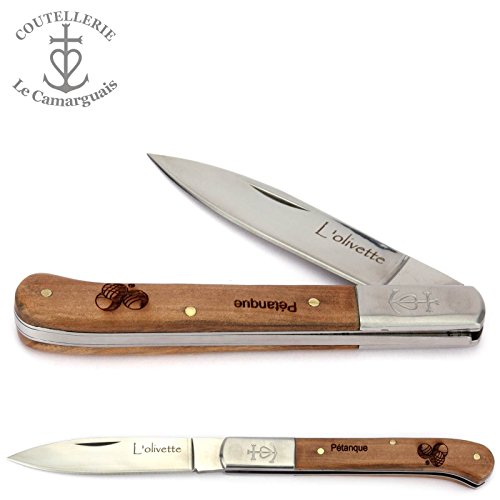 L'Olivette Camarguais 528 Pétanque Boule - french handmade 12 cm pocket knife - olive wood handle - blade and bolsters stainless steel L'Olivette Camarguais 528 Pétanque Boule - french handmade 12 cm pocket knife - olive wood handle - blade and bolsters stainless steel