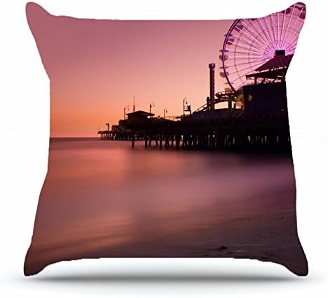 Nsduch Throw Pillowcase 18 x 18 Inches Cotton Pillow Cover Case with Hidden Zipper Decor Cushion Covers - Landscapes USA California Santa Monica CA For Sofa