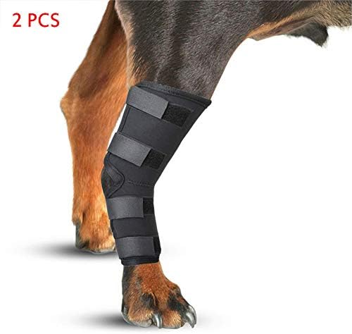 PILIBEIBEI Dog Canine Rear Leg Hock Joint Wraps, Protects Wounds as They Heal Compression Brace Heals and Prevents Injuries and Sprains Helps Arthritis(2 pcs),S