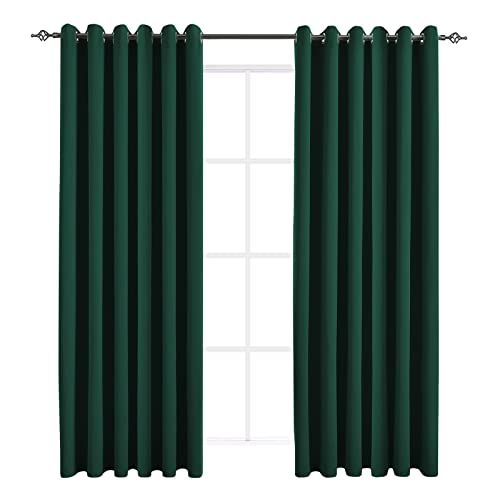 JSFLY Verdunkelungsvorhänge für Schlafzimmer, 2 Paneele, 213 x 274 cm, Jägergrün