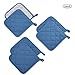 Potholders Set Trivets Kitchen Heat Resistant Pure Cotton Coasters Hot Pads Pot Holders Set of 6 for Everyday Cooking and Baking by 7 x 7 Inch (Blue)