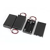 uxcell 3 Pcs Two Wire ON/OFF Switch 3 x 1.5V AAA Battery Holder Case w Cover