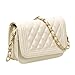 BMC Womens Cream PU Faux Leather Diamond Quilted Pattern Mini Handbag Shoulder Strap Clutch