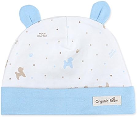 Organic Cotton Baby Hat From Newborn (Poodle Bear Hat(Blue)_All Season)