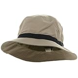 Oversized Water Repellent Brushed Golf Hat - Khaki Navy (For Big Head)