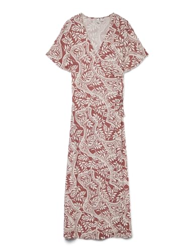 VERO MODA Damen Vmbali S/S Ancle Wrap Dress WVN Btq Ga, Marsala, S