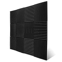 JBER 12 Pack Charcoal Acoustic Panels Studio Foam Wedges Fireproof Soundproof Padding Wall Panels 1" X 12" X 12"