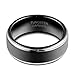 TUSEN JEWELRY 8mm Mens Wedding Band Black Tungsten Carbide Ring Matte Brushed Step Edge