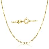 18K Gold over Sterling Silver 1mm Cable Chain Necklace 14 inch