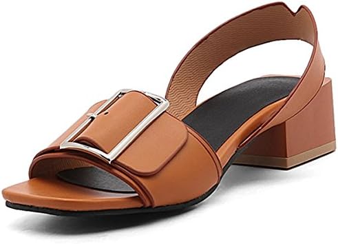 Kaloosh Women's Classy Patent Leather Strap Buckle Slingback Block Heel Dress Sandals Black