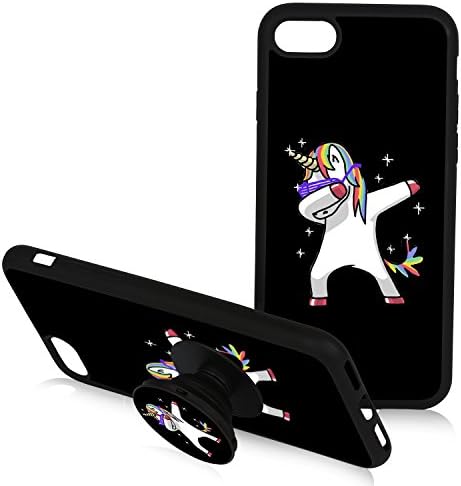 iPhone 7 Case,Soft TPU Bumper Case for iPhone 7 4.7 Inch with Multi-function Expanding Stand Pop Grip Mount Holder Socket - Dabbing Unicorn Funny Hip Hop