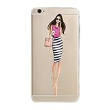 iPhone 7 Plus Case, Axiba Girl Printed Transparent TPU Carring Case Cover for iPhone 7 Plus 5.5 Inch (D)