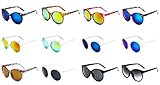 Flowertree Women's S5057 Full Frame Iridium Coated Mirrored Lens Round 58mm Sunglasses