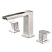 Waterfall Stainless Steel Two Handle Three Hole Widespread Bathroom Faucet, Brushed Nickel Bathroom Sink Faucet With Hoses