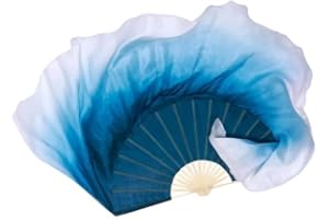 HEARTTOUCH Women Short Silk Belly Dance Fan Veils Hand Made Taichi Kungfu Silk Dancing Fans for Dance Performance