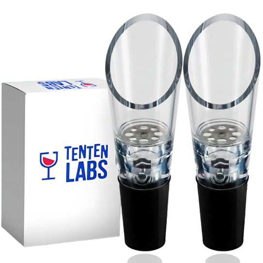 Wine Aerator Pourer (2-Pack) by TenTen Labs - Premium Red Wine Decanter Set for Wine Bottles - No Drips or Spills - Improves Taste and Smell Immediately - Gift Box Included - Black
