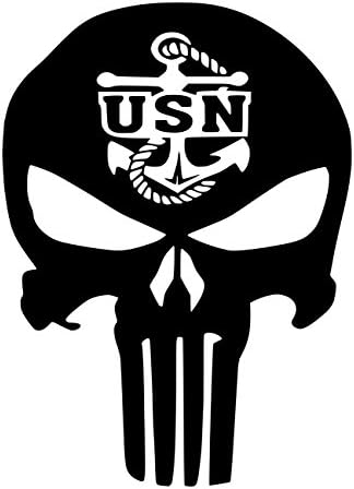 UR Impressions MBlk U.S. Navy Anchor Punisher Skull Decal Vinyl Sticker Graphics for Car Truck SUV Van Wall Window Laptop|Matte Black|5.5 X 4.3 Inch|URI333-MB