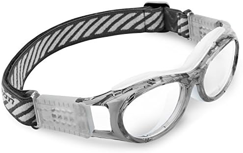 Ponosoon Sports goggles for KIDS for basketball football volleyball 853 (Transparent Grey with White)
