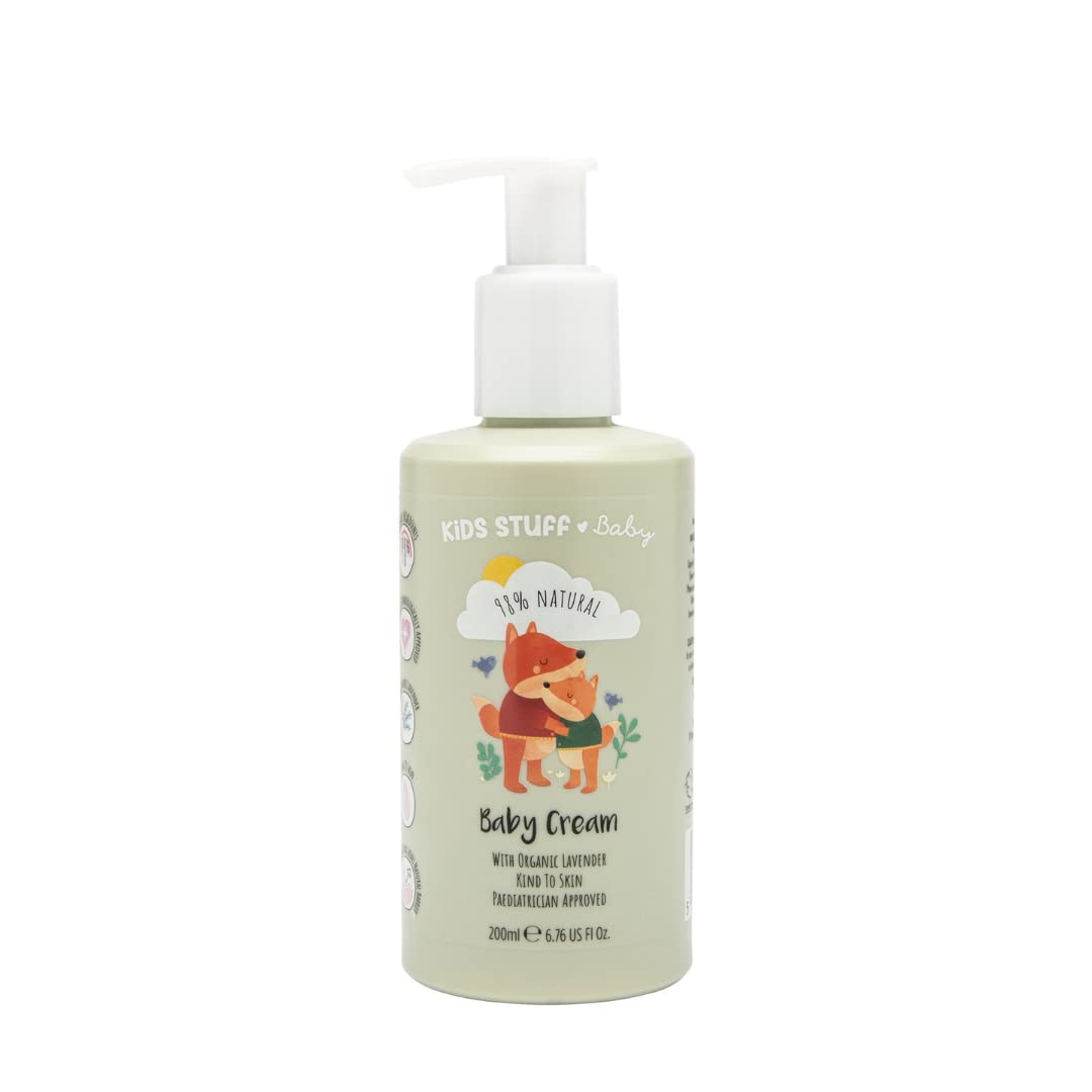 Kids Stuff Baby | Baby Cream 200ml | Natural Ingredients | Organic Lavender Oil | Suitable for Newborn Skin | Dermatologically & Paediatrician Approved | Kind to Sensitive Skin | Vegan | Cruelty-Free