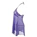 FENTI Women's Backless Halt Top Babydoll Lingerie Sexy Lace Trim Dress G-String