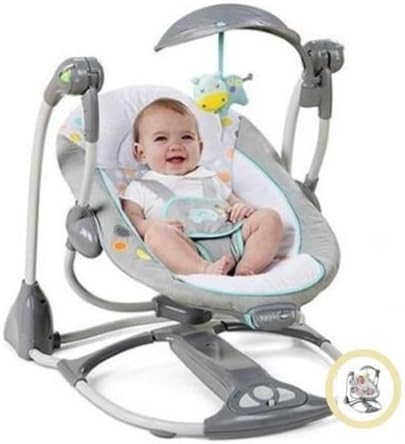 New Portable Ingenuity ConvertMe Swing-2-Seat Swing for Baby | Machine Washable Seat Pad & Head Support | Swing Timer & WhisperQuietTM Operation
