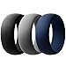 Silicone Wedding Ring For Men By AVEN - 4 Pack - Designed for Safety, Comfort, Athletic Lifestyle - Black, Gray, Silvery, Camo, Navy Blue, Burgundy Red, Forest Green
