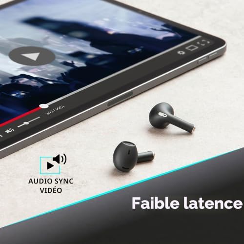 | Crystal | Écouteurs TWS Bluetooth 5.0 sans Fil Intra-Auriculaires avec étui de Charge, Environment Noise Cancelling, Talk Time : 3,5 Heures – Charge : 1,5 Heures – Noir