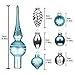 KINGYEE Miniature Ornaments and Toppers Christmas Mini Glass Tree Decorations Set of 15 for Tabletop Desktop Wedding Centerpiece (Snow White Blue)