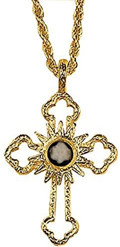 Nativity Stone Cross Large Gold Tone