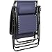 Best Choice Products Folding Zero Gravity Outdoor Recliner Patio Lounge Chair w/Adjustable Canopy Shade, Headrest, Side Accessory Tray, Textilene Mesh - Navy Blue