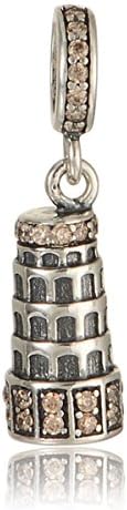 JOYOTO Italy Leaning Tower of Pisa - Italy Party Theme Sterling Silver Charm fit European Bracelet