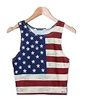 Dreagal Girl's USA Flag Print Sleeveless Crop Top Style 65 One Size