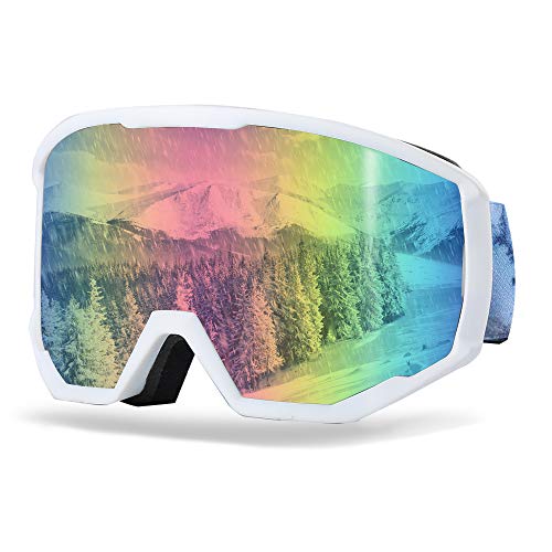 XR Ski Snowboard Goggles Anti-Fog UV Protection HD Cylinder Lens Over Glasses Non-Slip Strip Snow Goggles for Men&Women (Pink) - Thumbnail 7
