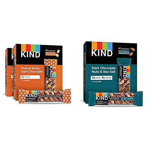 KIND Bars, Peanut Butter Dark Chocolate, 8g Protein, Gluten Free Bars, 1.4 Ounce,24 Count & Bars