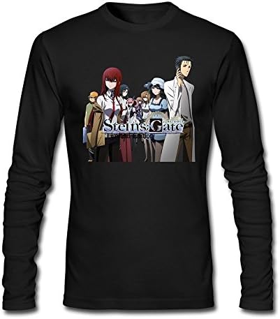LUYI Men's Steins Gate Long Sleeve T Shirts S Black