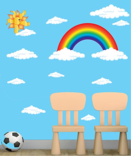 Rainbow Wall Decals, Stickers with Sun and Clouds Wall Decals / Rainbow Wall Decor
