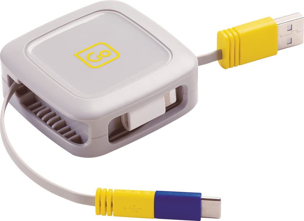 Go Travel 3 in 1 Retractable Connector Cable, USB-C, Lightning & Micro USB (1M) (Ref 959.101)