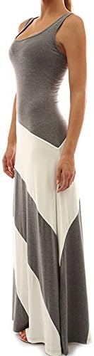 Women's Fashion Long Maxi Dress Summer Sleeveless Casual Wavy Striped Beach Sexy Party Long Dress Gray X-Large