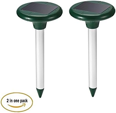 DR.OWL Mole Repeller Solar Powered Repel Mole, Voles, Gopher, Mice and Rats, Rodent Sonic Repeller Pest Control, Waterproof(2 in 1 Pack)