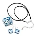 Hand Blown Glass Jewelry Glitter Silver Foil Deep Blue Square Pendant Necklace 17-19