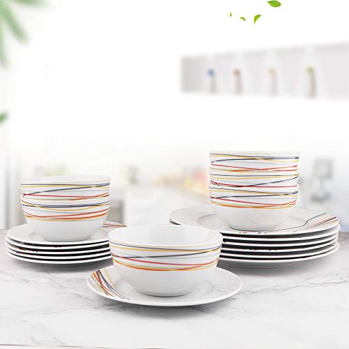 Amazon Basics 18Piece Kitchen Dinnerware Set, Plates, Dishes, Bowls